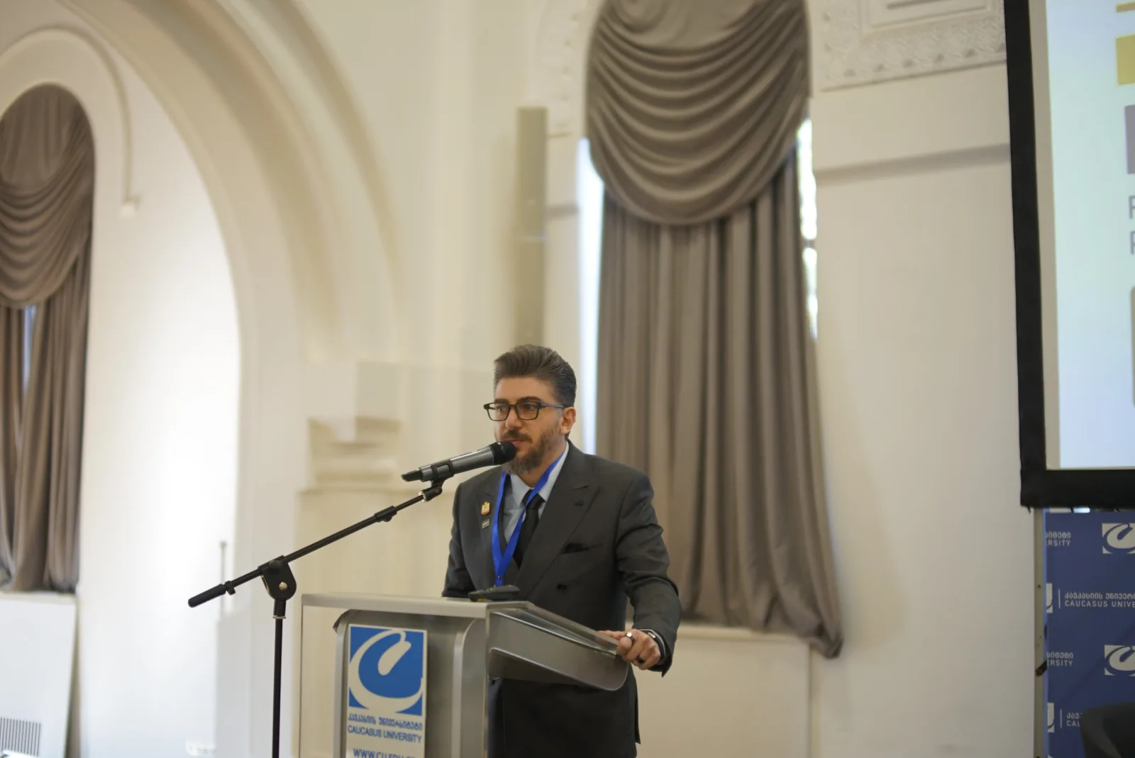 Professor Marc Audi, Provost at ADSM, delivering the keynote at the 11th International Conference at Caucasus University - photo 2