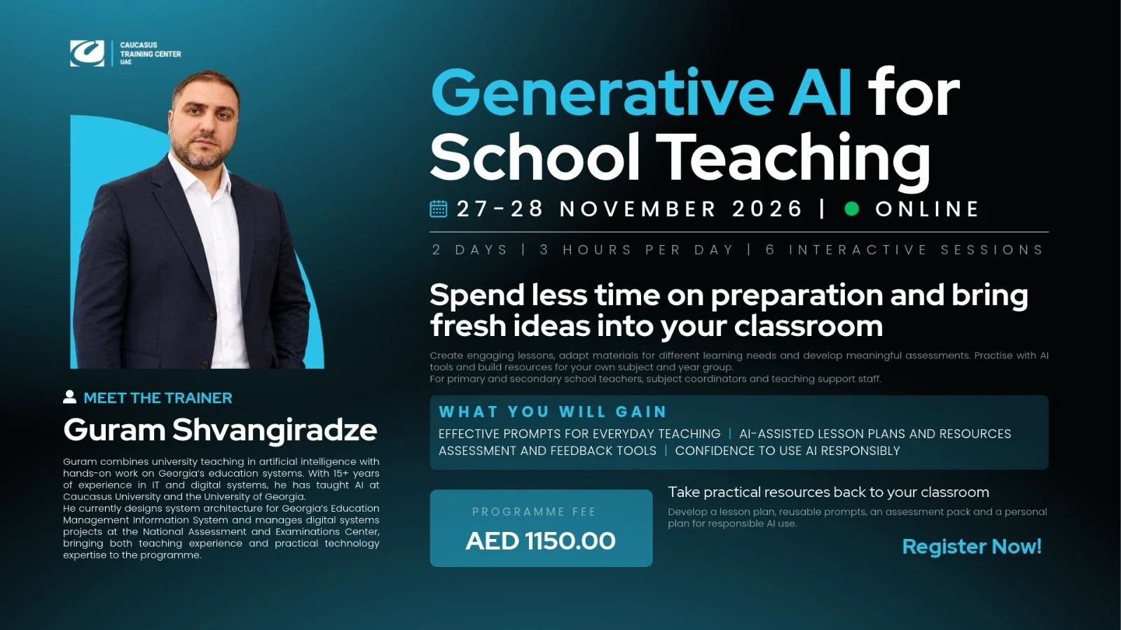 Generative AI for School Teaching training with Guram Shvangiradze
